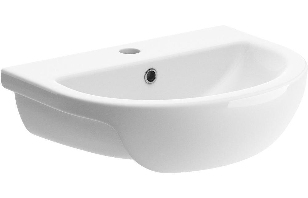 Prystine Katie 1 Tap Hole Semi Recessed Basin 500 x 390mm - White - PRIS1829 - TAP 'N' SHOWER