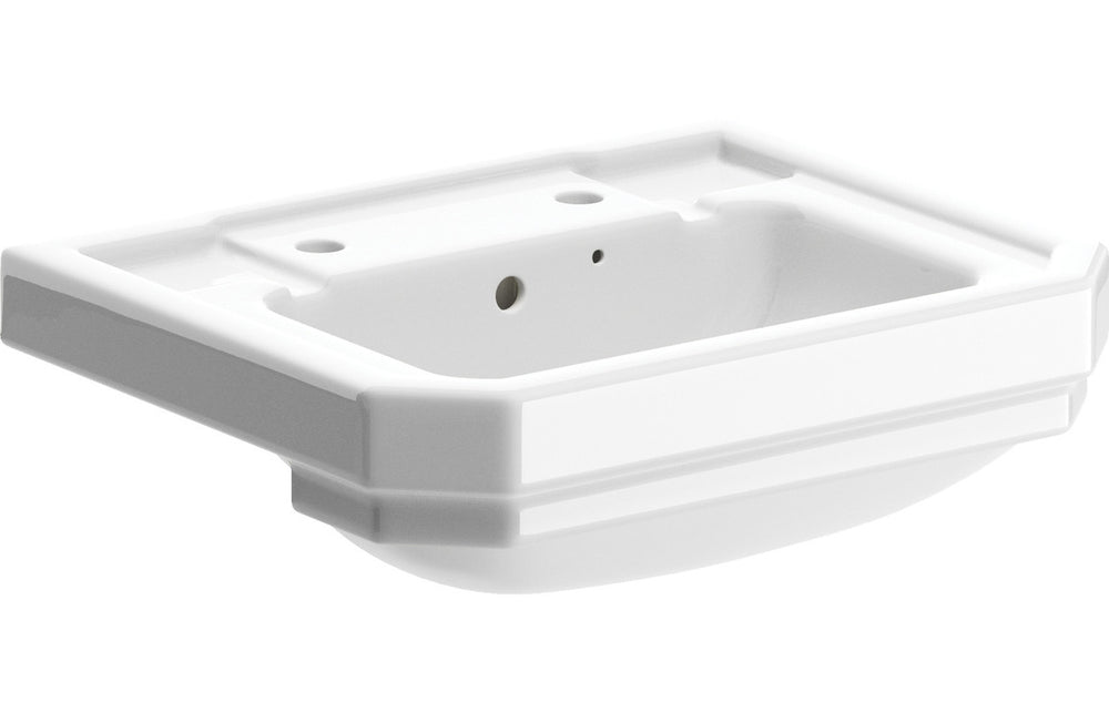 Prystine Teti 2 Tap Hole Semi Recessed Basin 500 x 450mm - White - PRIS106133 - TAP 'N' SHOWER