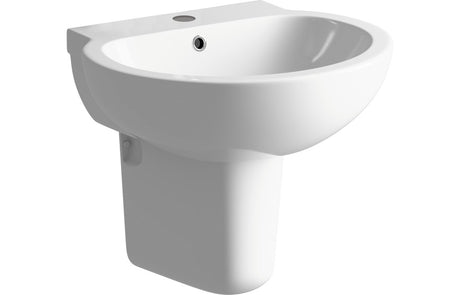 Prystine Jackson 1 Tap Hole Basin & Semi Pedestal 535mm - White - PRIS1757 - TAP 'N' SHOWER