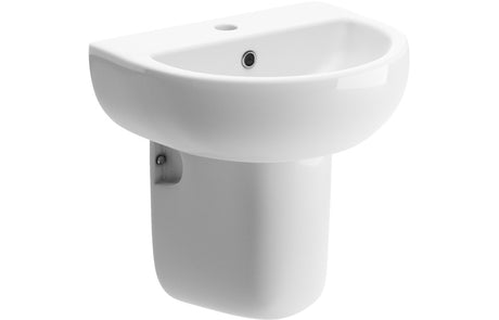 Prystine Katie 1 Tap Hole Basin & Semi Pedestal 450 x 400mm - White - PRIS1827 - TAP 'N' SHOWER