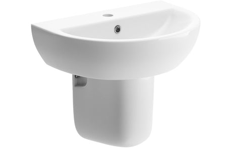 Prystine Katie 1 Tap Hole Basin & Semi Pedestal 550 x 400mm - White - PRIS1831 - TAP 'N' SHOWER