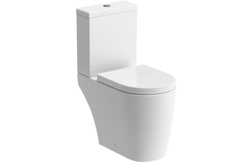 Prystine Oakham Rimless Close Coupled Toilet, D/F Cistern & Soft Close Toilet Seat - White - PRIS1928 - TAP 'N' SHOWER