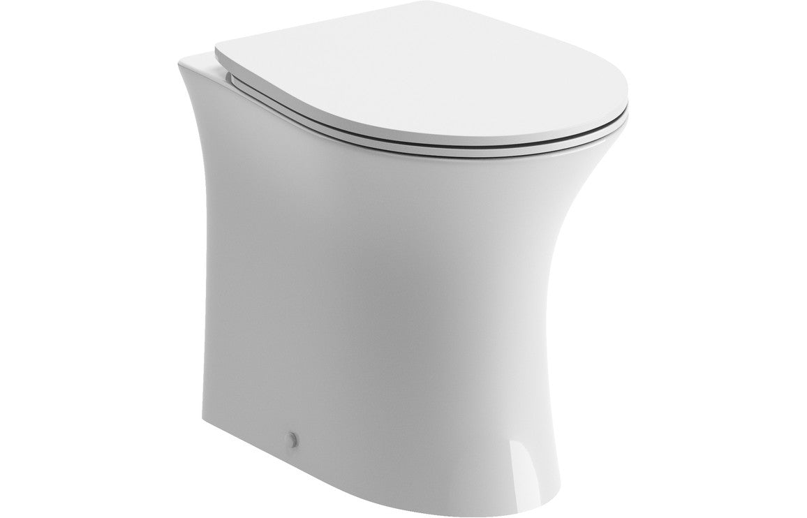 Prystine Ariya Rimless Back To Wall WC Toilet & Soft Close Seat - White - PRIS100525 - TAP 'N' SHOWER