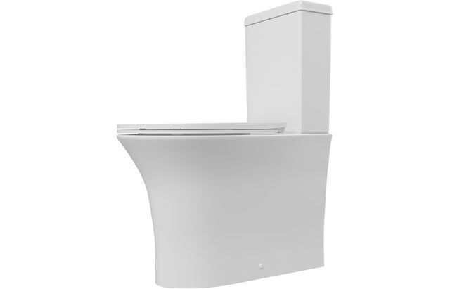 Prystine Ariya Rimless Close Coupled Toilet Pan, D/F Cistern & Soft Close Seat - White - PRIS104938 - TAP 'N' SHOWER