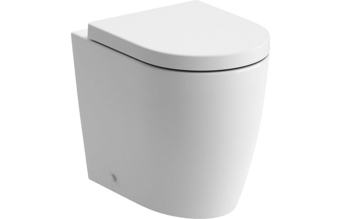 Prystine Oakham Rimless Back To Wall Comfort Height WC Toilet Pan & Soft Close Seat - White - PRIS106144 - TAP 'N' SHOWER