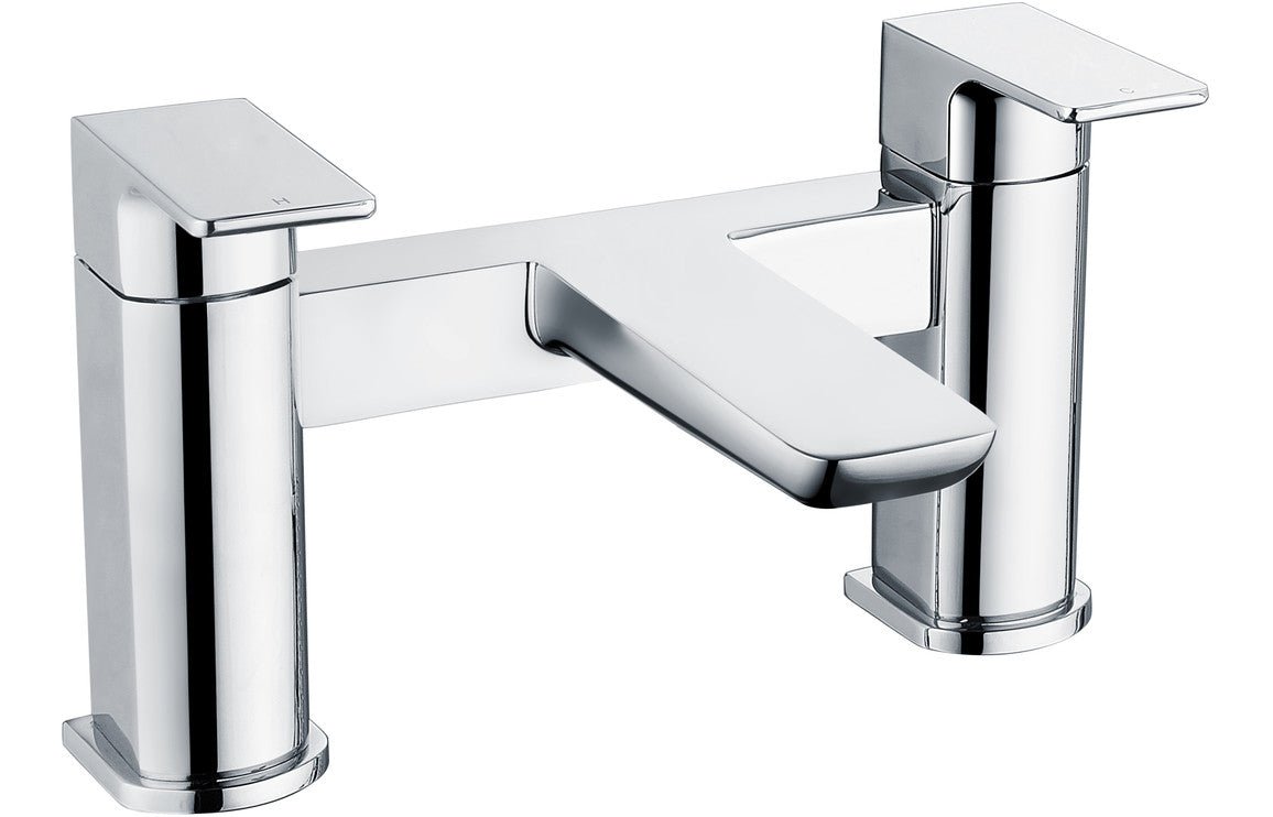 Chrome Bath Filler Tap With Flat Square Levers Deck Mounted - Prystine Auroa - TAP 'N' SHOWER