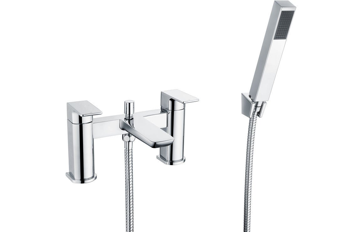 Chrome Bath Shower Mixer Tap With Flat Square Levers - Prystine Auroa - TAP 'N' SHOWER