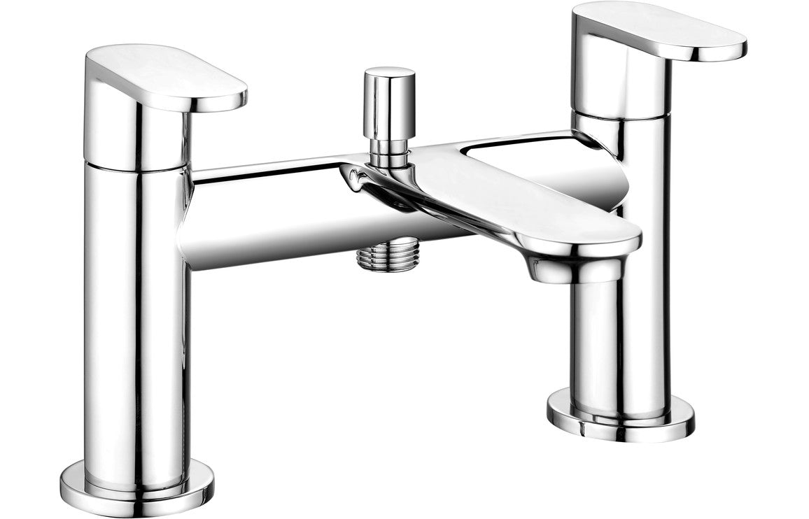 Chrome Bath Shower Mixer Tap With Flat Round Lever Handles - Prystine Riverside - TAP 'N' SHOWER