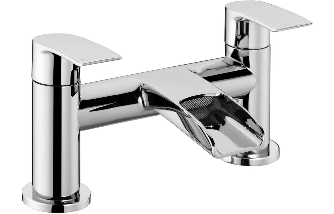Chrome Waterfall Bath Filler Open Spout With Lever Handles Deck Mounted - Prystine Glendale - TAP 'N' SHOWER