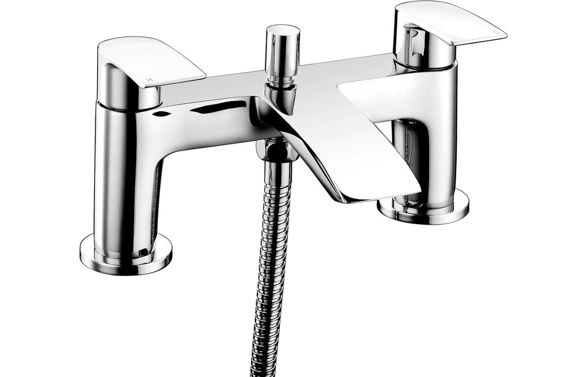 Chrome Bath Shower Mixer Tap ONLY With Smooth Lever Handles - Prystine Wichita - TAP 'N' SHOWER