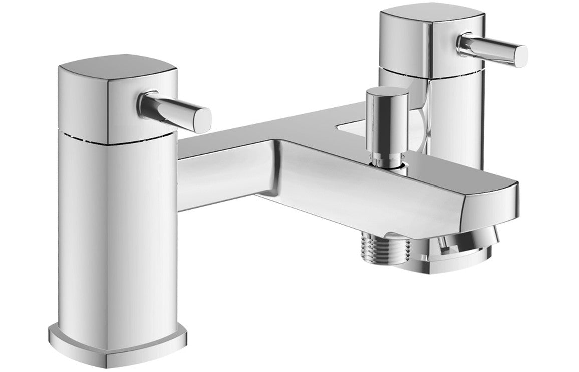 Chrome Square Bath Shower Mixer Tap ONLY Deck Mounted Prystine Modesto - TAP 'N' SHOWER