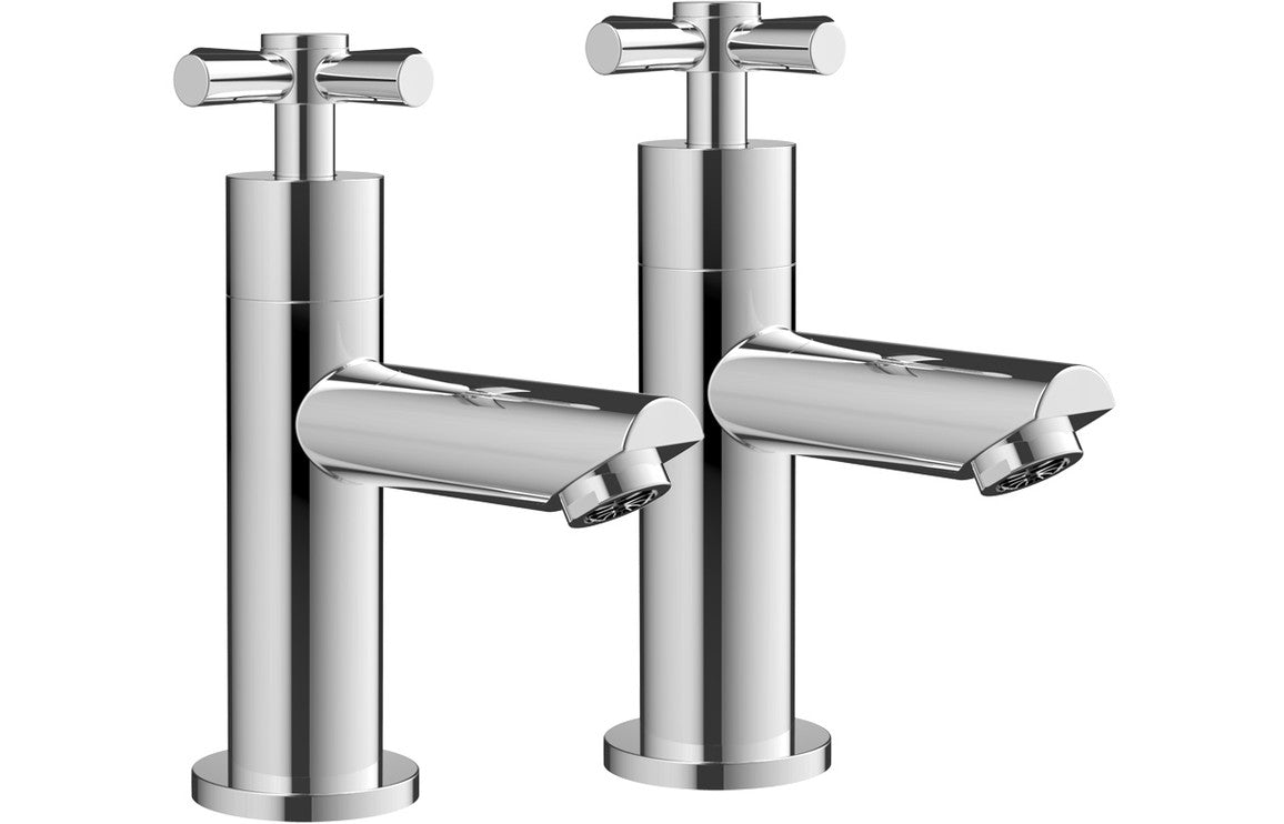 Chrome Bath Taps With Crosshead Handles (Pair) - Prystine Michigan - TAP 'N' SHOWER