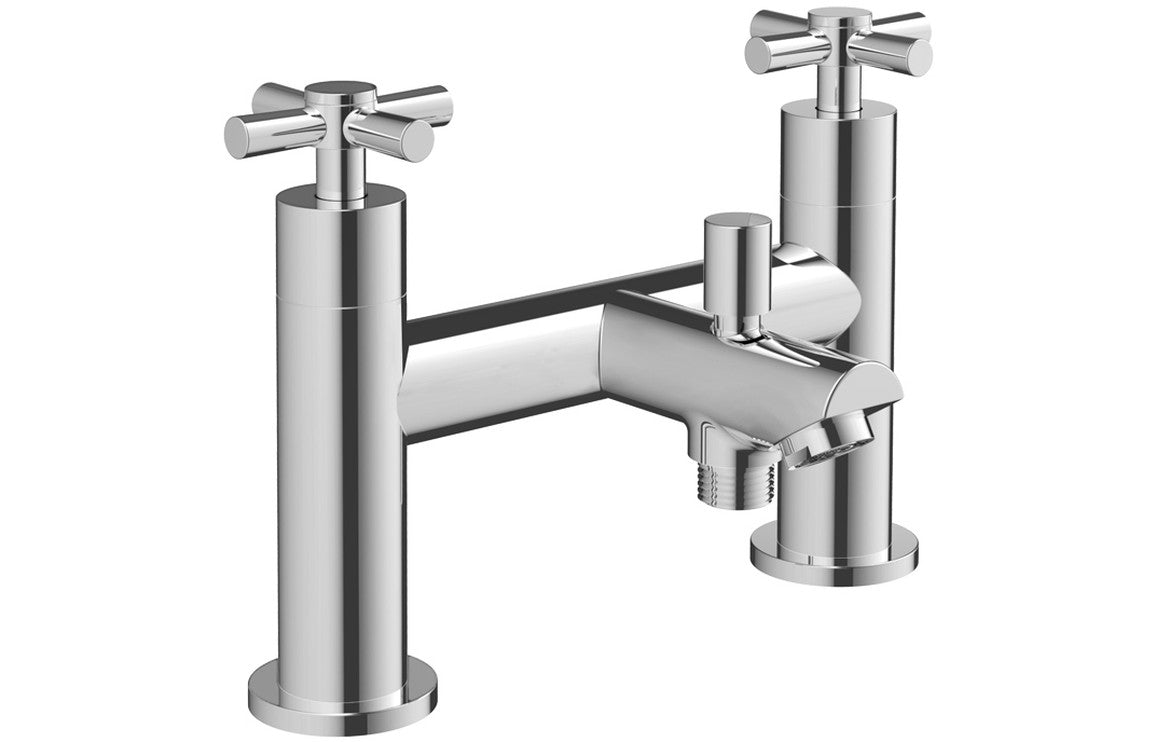 Chrome Bath Shower Mixer Tap With Crosshead Handles - Prystine Michigan - TAP 'N' SHOWER