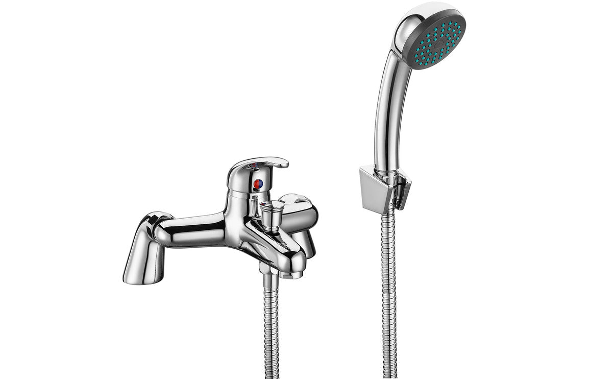 Chrome Contract Bath Shower Mixer With Shower Kit - Lever Handles - Prystine Detroit - TAP 'N' SHOWER
