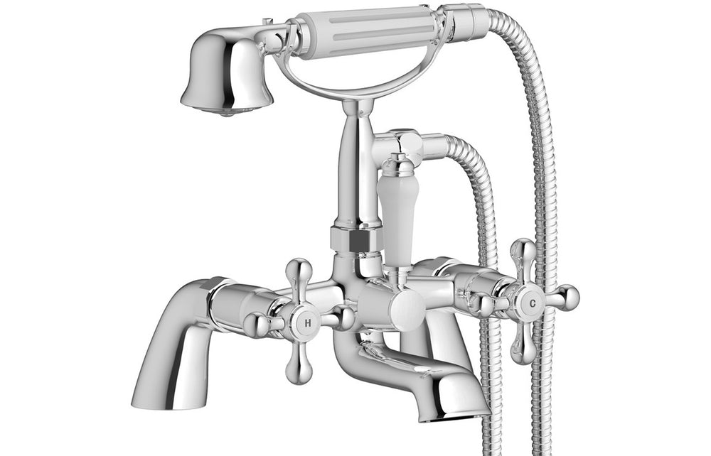 Chrome Traditional Bath Shower Mixer Tap With Shower Kit - Prystine Omaha - TAP 'N' SHOWER