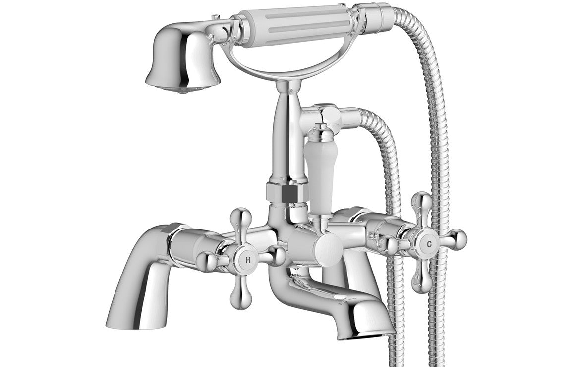 Chrome Traditional Bath Shower Mixer Tap With Shower Kit - Prystine Omaha - TAP 'N' SHOWER
