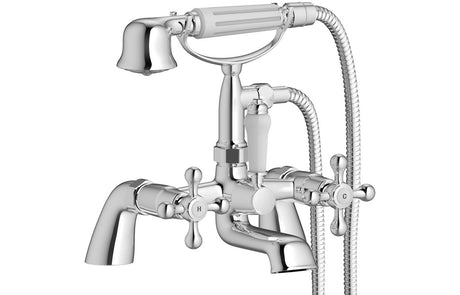 Chrome Traditional Bath Shower Mixer Tap With Shower Kit - Prystine Omaha - TAP 'N' SHOWER