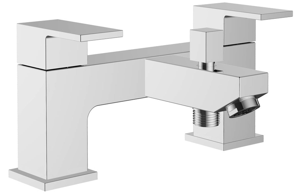 Chrome Bath Shower Mixer Tap Modern with Square Handles - Prystine Dodge - TAP 'N' SHOWER