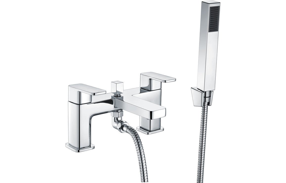 Chrome Bath Shower Mixer Tap With Flat Square Lever Handles - Prystine Austin - TAP 'N' SHOWER