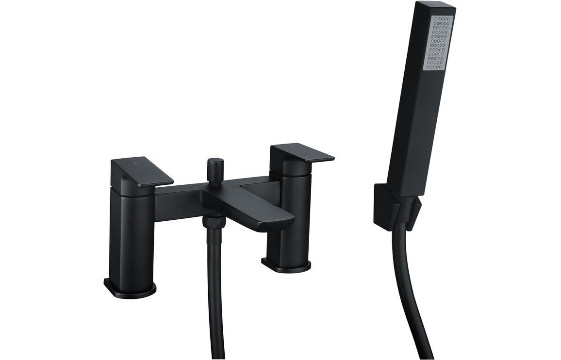 Matt Black Bath Shower Mixer Tap With Shower Kit Deck Mounted - Prystine Auroa - TAP 'N' SHOWER