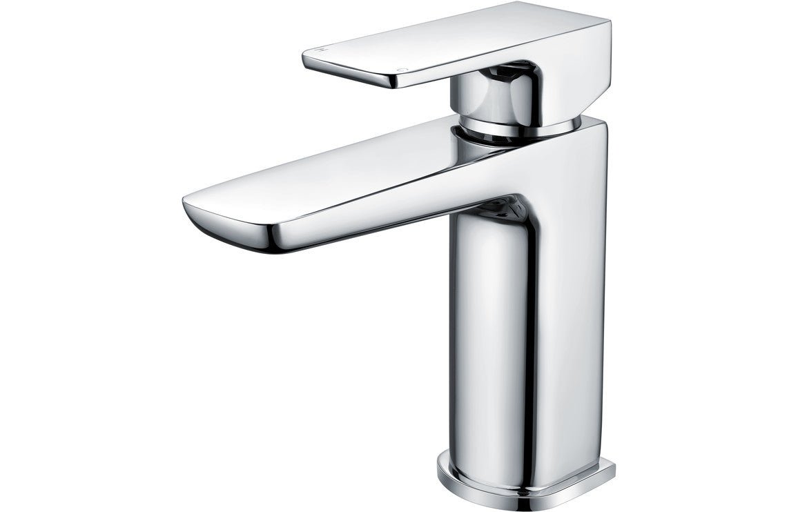 Chrome Basin Mixer Tap With Flat Lever Handles & Click Clack Waste - Prystine Auroa - TAP 'N' SHOWER