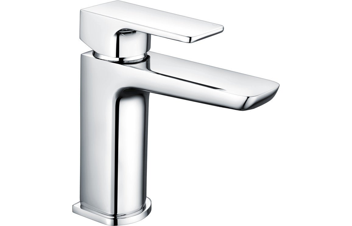 Small Chrome Basin Mixer with Flat Lever Handle & Click Clack Waste - Prystine Auroa - TAP 'N' SHOWER