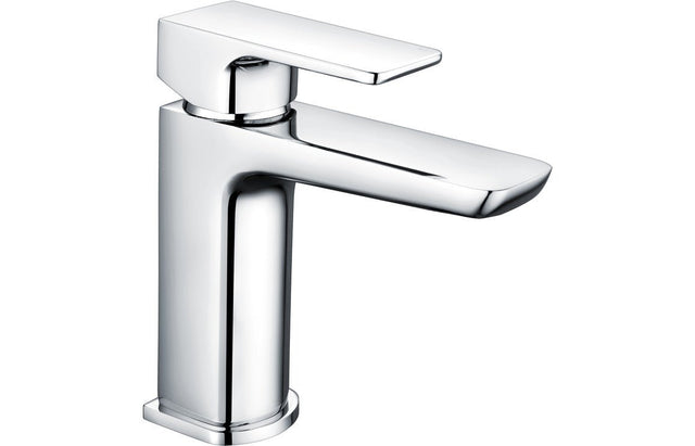 Small Chrome Basin Mixer with Flat Lever Handle & Click Clack Waste - Prystine Auroa - TAP 'N' SHOWER