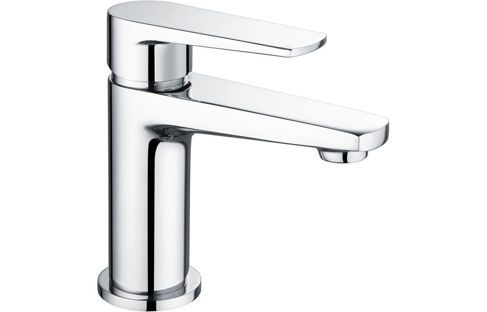 Chrone Basin Mixer Tap With Flat lever Handle & Click Clack Waste - Prystine Tulsa - TAP 'N' SHOWER