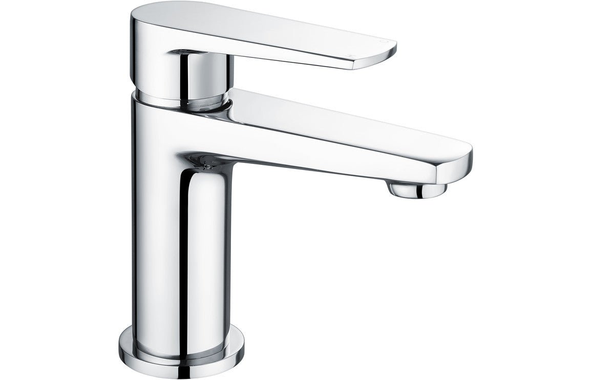 Chrone Basin Mixer Tap With Flat lever Handle & Click Clack Waste - Prystine Tulsa - TAP 'N' SHOWER