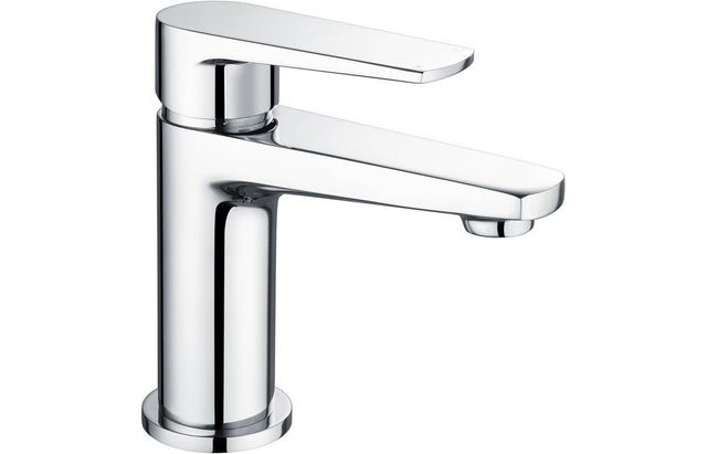 Chrone Basin Mixer Tap With Flat lever Handle & Click Clack Waste - Prystine Tulsa - TAP 'N' SHOWER