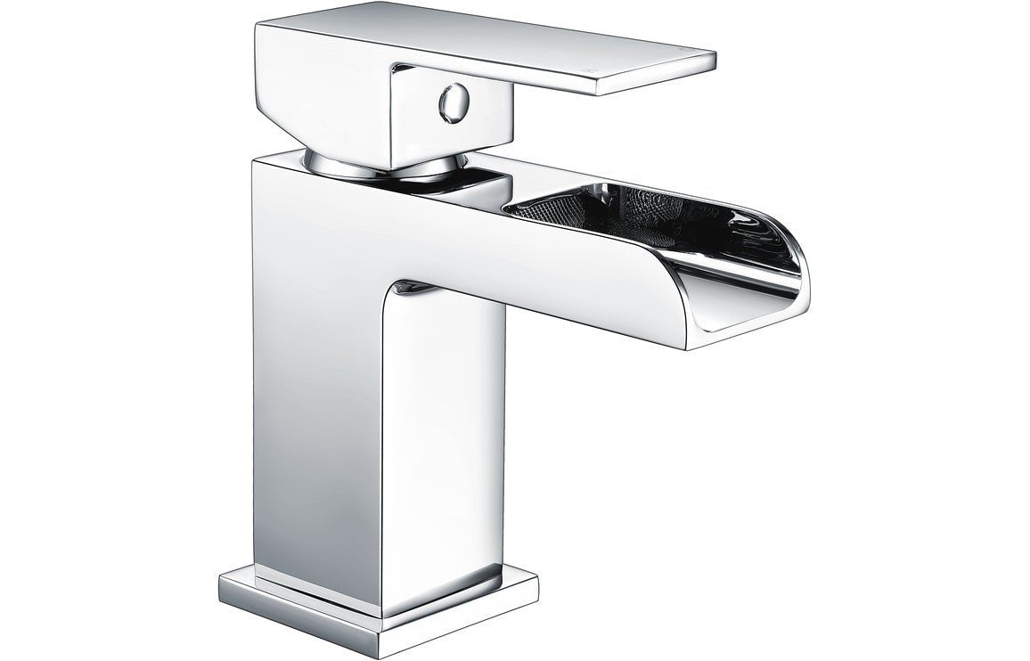 Chrome Waterfall Basin Mixer Tap With Push Down Waste - Prystine Scottsdale - TAP 'N' SHOWER