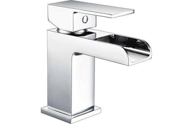 Chrome Waterfall Basin Mixer Tap With Push Down Waste - Prystine Scottsdale - TAP 'N' SHOWER