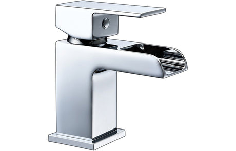 Chrome Waterfall Small Basin Mixer Tap With Push Down Waste - Prystine Scottsdale - TAP 'N' SHOWER