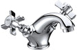 Traditional Chrome Basin Mixer Tap with Crosshead Handles & Click Clack Waste - Prystine Lubbock - TAP 'N' SHOWER