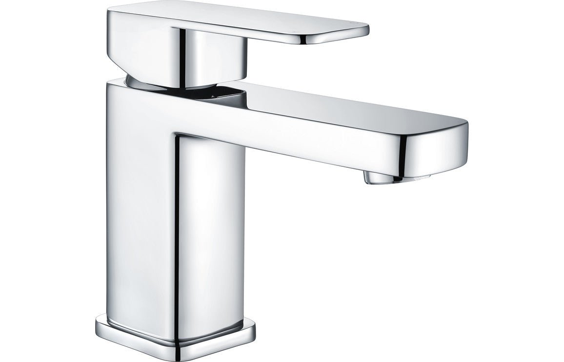 Chrome Basin Mixer Modern With Flat Square Lever Handles & Click - Clack Waste - Prystine Austin - TAP 'N' SHOWER