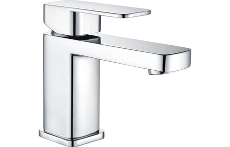 Chrome Basin Mixer Modern With Flat Square Lever Handles & Click - Clack Waste - Prystine Austin - TAP 'N' SHOWER