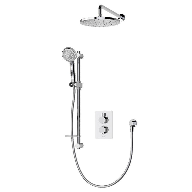 Aqualisa Dream Concealed Thermostatic Mixer Dual Outlet With Adj Kit and Wall Fixed Head Round - Chrome - DRMDCV2.ADFW.RND - TAP 'N' SHOWER