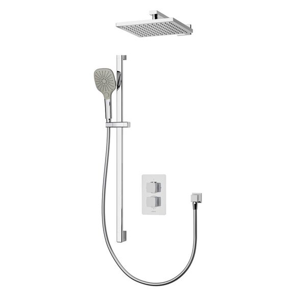 Aqualisa Dream Concealed Thermostatic Mixer Dual Outlet with Adj Kit And Wall Fixed Head Square - Chrome - DRMDCV2.ADFW.SQR - TAP 'N' SHOWER