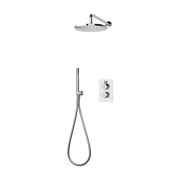 Aqualisa Dream Concealed Thermostatic Mixer Dual Outlet With Hand Shower and Wall Fixed Head Round - Chrome - DRMDCV2.HSFW.RND - TAP 'N' SHOWER
