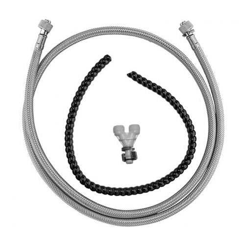 Duravit Vario Connector Set with braided hoses and black flexible pipe for plumbing installation