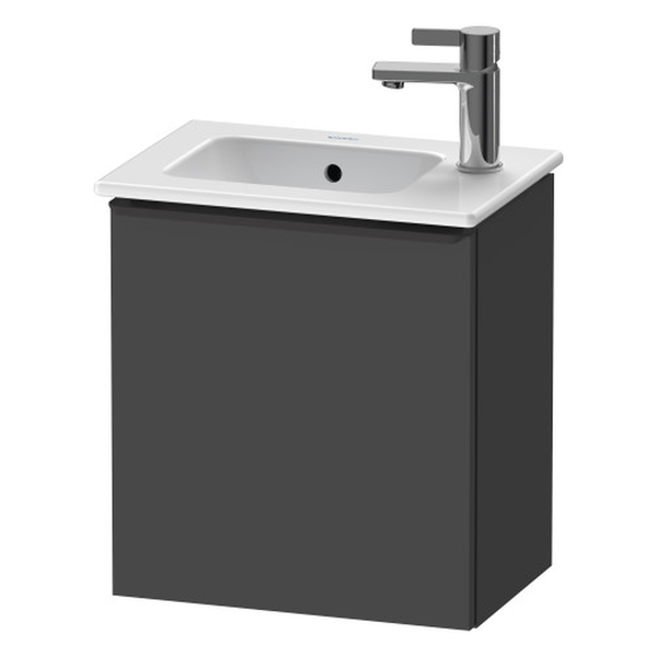 Duravit D - Neo 1 Door Left Hand Wall Hung Vanity Unit Only 410mm Wide - Matt Graphite - DE4259LBD490000 - TAP 'N' SHOWER