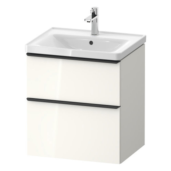 Duravit D - Neo 600mm 1 Drawer Vanity Unit Only Wall Mounted - White High Gloss - DE43590BD220000 - TAP 'N' SHOWER