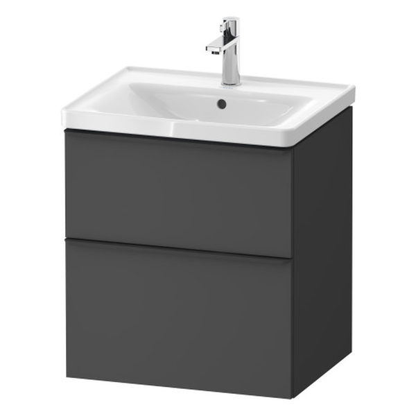 Duravit D - Neo 600mm 1 Drawer Vanity Unit Only Wall Mounted - Matt Graphite - DE43590BD490000 - TAP 'N' SHOWER