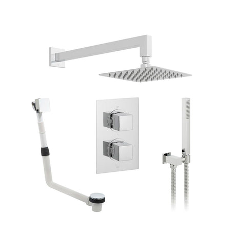 Vado DX Three Outlet Square Thermostatic Shower Set - Chrome - DX - 173252 - MIX - CP - TAP 'N' SHOWER