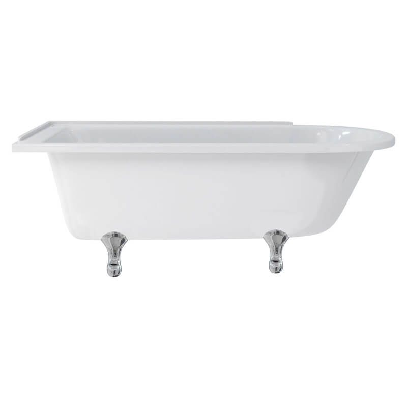 Burlington Hampton White Freestanding Left Hand Shower Bath No Tap Holes 1690 x 750mm - E13