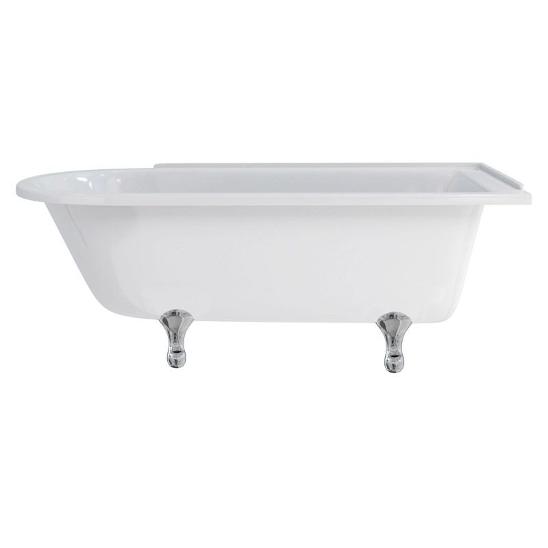 Burlington Hampton White Freestanding Right Hand Shower Bath No Tap Holes 1690 x 750mm - E14 - TAP 'N' SHOWER