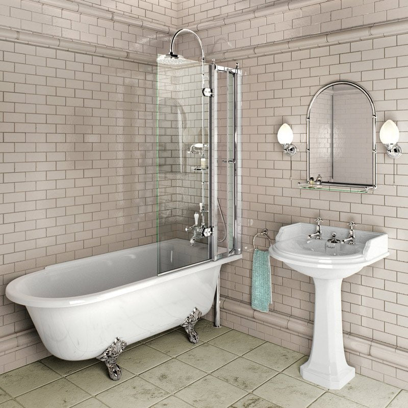 Burlington Hampton White Freestanding Right Hand Shower Bath No Tap Holes 1690 x 750mm - E14 - TAP 'N' SHOWER