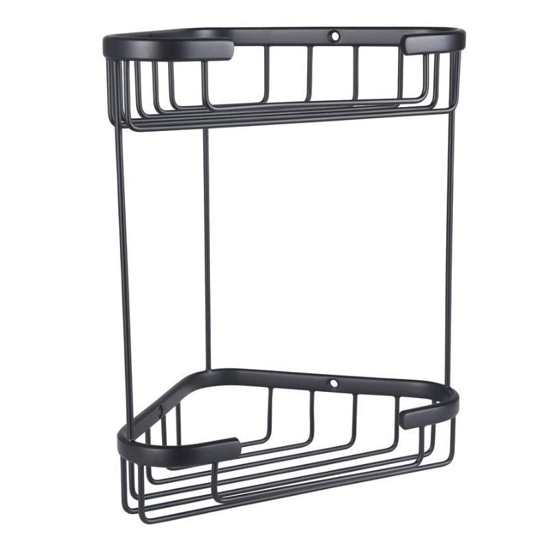 Eastbrook Wall Mounted 2 Tier Corner Basket 175mm - Matt Black - 52.242 - TAP 'N' SHOWER