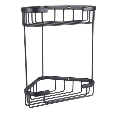 Eastbrook Wall Mounted 2 Tier Corner Basket 175mm - Matt Black - 52.242 - TAP 'N' SHOWER