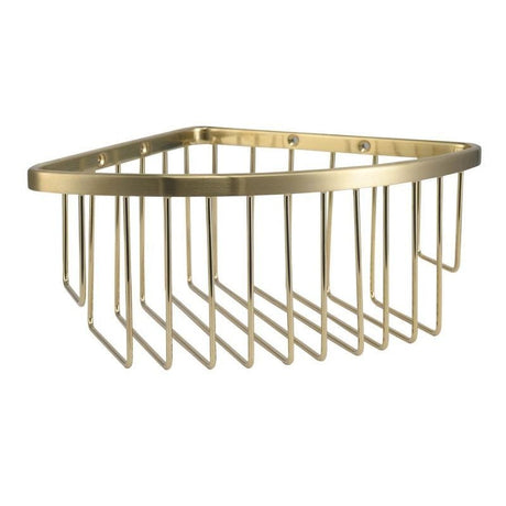 Eastbrook Wall Mounted 1 Tier Corner Basket 205mm - Brushed Brass - 52.233 - TAP 'N' SHOWER